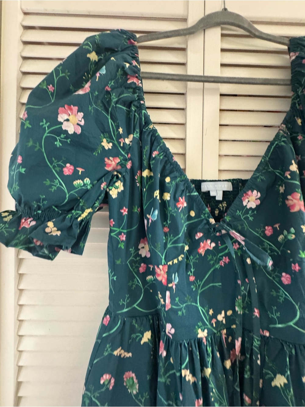 Hill House Ava Dress in Moody Floral Teal - Picture 4 of 7